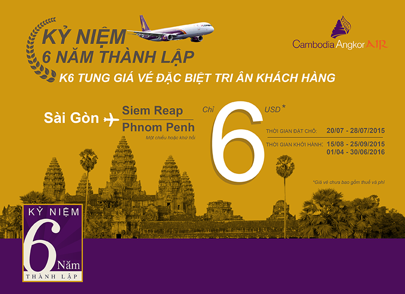 Sài Gòn – Siem Reap/Phnom Penh với chỉ 6 USD